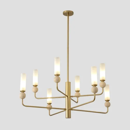 Люстра на штанге SIMPLY SP8 BRASS Crystal Lux белая на 8 ламп, основание латунь в стиле минимализм фото 3 Люстра на штанге SIMPLY SP8 BRASS Crystal Lux белая на 8 ламп, основание латунь в стиле минимализм фото 3