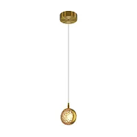 Светильник подвесной LED Mind MOD299PL-L10BS3K Maytoni янтарный на 1 лампу, основание латунь в стиле современный шар