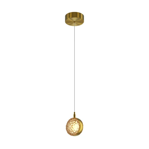 Светильник подвесной LED Mind MOD299PL-L10BS3K Maytoni янтарный на 1 лампу, основание латунь в стиле современный шар