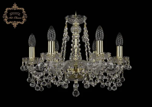 Люстра подвесная хрустальная 11.26.6.165.Gd.B Bohemia Art Classic прозрачная на 6 ламп, основание золотое в стиле классический 