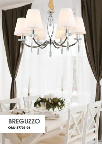 Люстра подвесная Breguzzo OML-57703-06 Omnilux белая на 6 ламп, основание хром в стиле классический  фото 2