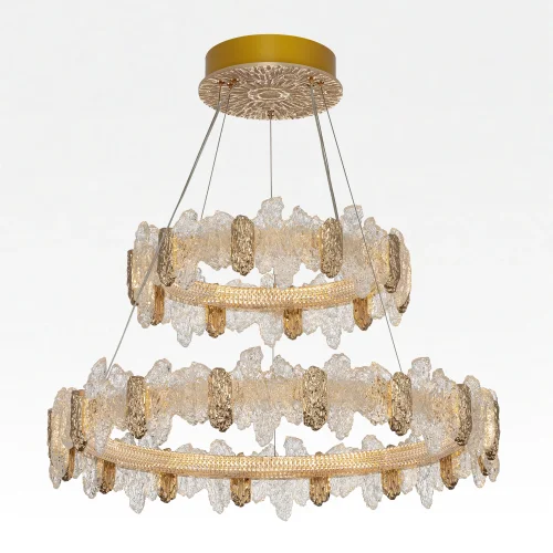 Люстра подвесная LED с пультом Lava CL250182 Citilux прозрачная янтарная на 1 лампу, основание золотое в стиле современный кольца с пультом фото 2 Люстра подвесная LED с пультом Lava CL250182 Citilux прозрачная янтарная на 1 лампу, основание золотое в стиле современный кольца с пультом фото 2