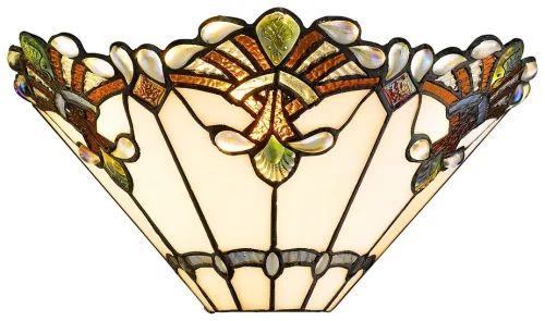 Бра Тиффани 863-801-01 Velante разноцветный на 1 лампа, основание бронзовое коричневое в стиле тиффани орнамент