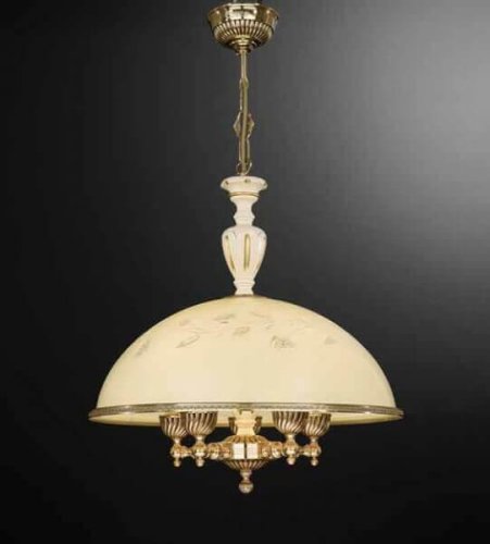 Люстра подвесная  L 6908/48 Reccagni Angelo жёлтая на 5 ламп, основание золотое в стиле кантри классический 