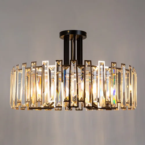 Люстра потолочная Amber A1028PL-8BK Arte Lamp прозрачная золотая на 8 ламп, основание чёрное в стиле классический  фото 2