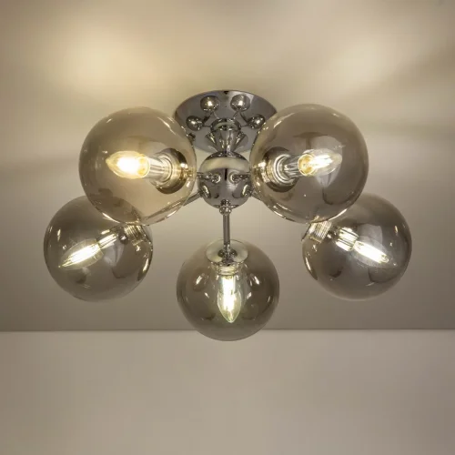 Люстра потолочная Томми CL102150 Citilux серая на 5 ламп, основание хром в стиле современный шар фото 2
