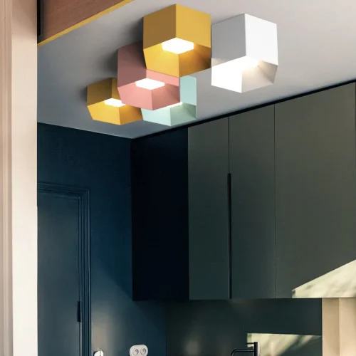 Светильник потолочный HEXAGON A 101669-26 ImperiumLoft зелёный на 3 лампы, основание зелёное в стиле современный фото 5
