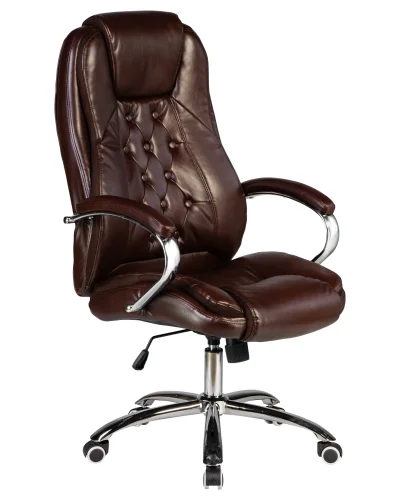 Офисное кресло для руководителей 116B-LMR MILLARD, цвет коричневый Dobrin, коричневый/экокожа, ножки/металл/хром, размеры - 1160*1230***670*750 фото 2