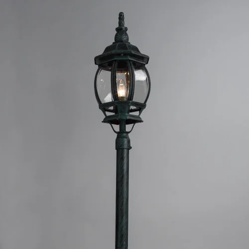 Парковый светильник ATLANTA A1046PA-1BG Arte Lamp уличный IP23 зелёный чёрный 1 лампа, плафон прозрачный в стиле классический E27 фото 2