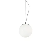 Светильник подвесной MAPA BIANCO SP1 D20 Ideal Lux белый на 1 лампу, основание хром в стиле современный шар