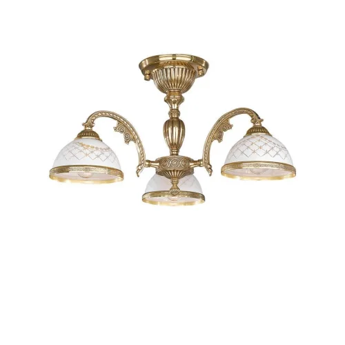 Люстра потолочная  PL 7122/3 Reccagni Angelo белая на 3 лампы, основание золотое в стиле классический 