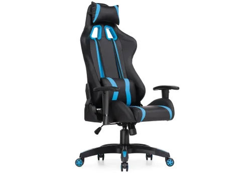 Компьютерное кресло Blok light blue / black 15137 Woodville, чёрный голубой/искусственная кожа, ножки/пластик/чёрный, размеры - *1340***670*540