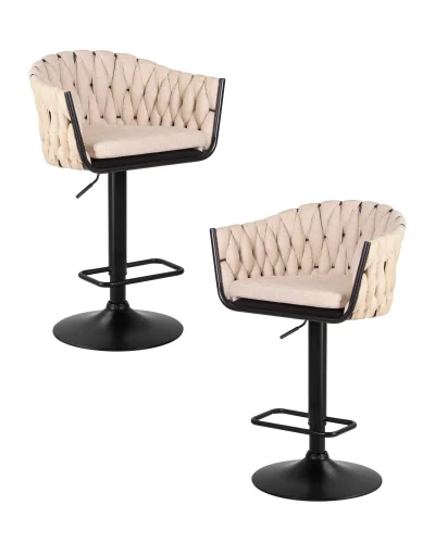 Стул барный набор 2 шт. SET-2 9690-LM LEON, цвет сиденья бежевый (LAR 275-1), цвет основания черный Dobrin, /текстиль, ножки/металл/чёрный, размеры - 890*1100***550*490 Стул барный набор 2 шт. SET-2 9690-LM LEON, цвет сиденья бежевый (LAR 275-1), цвет основания черный Dobrin, /текстиль, ножки/металл/чёрный, размеры - 890*1100***550*490