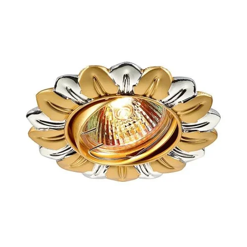 Светильник точечный поворотный GX5.3 FLOWER 369819 Novotech золотой на 1 лампу, основание хром золотое в стиле классический 