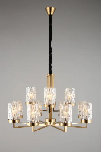 Люстра подвесная Maiera OML-84713-12 Omnilux прозрачная на 12 ламп, основание золотое в стиле классический  фото 2