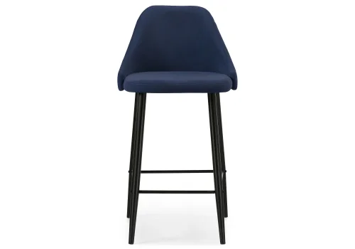 Барный стул Джама темно-синий / черный матовый 448666 Woodville, синий/велюр, ножки/металл/чёрный, размеры - ****460*530 фото 2