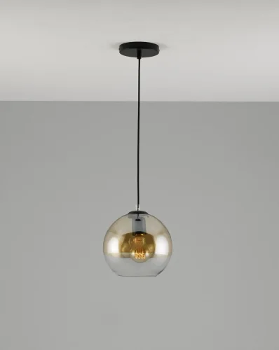 Светильник подвесной Silestia V1691-1P Moderli прозрачный янтарный 1 лампа, основание чёрное в стиле современный лофт  фото 2
