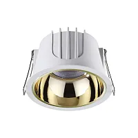 Светильник точечный LED Knof 358696 Novotech белый золотой 1 лампа, основание белое в стиле современный 