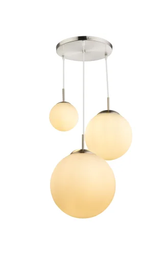 Светильник подвесной JOEL 1581-3 Globo белый 3 лампы, основание никель в стиле современный каскад шар