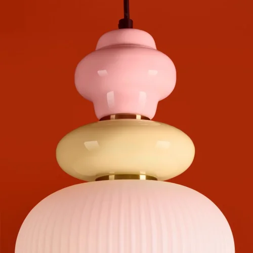 Светильник подвесной Alzare FR5595PL-01B4 Freya разноцветный белый на 1 лампу, основание чёрное в стиле современный мемфис фото 6