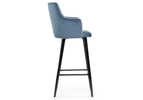 Барный стул Ofir blue 15047 Woodville, синий/велюр, ножки/металл/чёрный, размеры - ****500*370 фото 3
