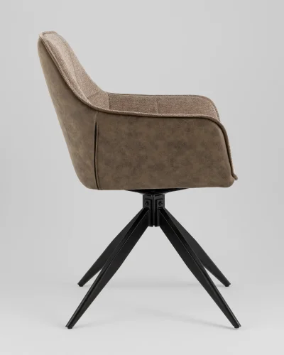Стул обеденный Alba коричневый c коричневой экокожей УТ000039272 Stool Group, коричневый/рогожка, ножки/металл/чёрный, размеры - *850***580*600 фото 3