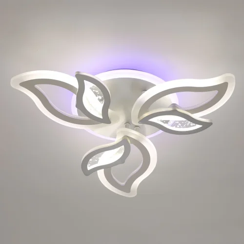 Люстра потолочная LED с пультом Мадлен 424013907 DeMarkt белая на 1 лампа, основание белое в стиле хай-тек с пультом фото 2