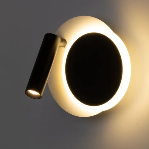 Бра LED Стаут 702023202 DeMarkt чёрный на 1 лампа, основание белое в стиле хай-тек для чтения фото 2