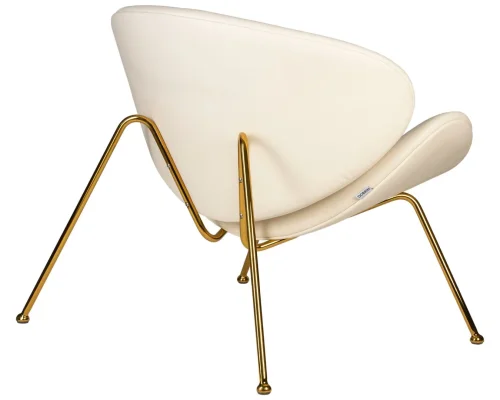 Кресло дизайнерское 72-LMO EMILY, цвет сиденья белый YP17, цвет основания золотой Dobrin, белый/винил, ножки/металл/золотой, размеры - ****810*780 фото 4