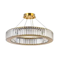 Люстра подвесная хрустальная Anzio L 1.5.60.100 G Arti Lampadari прозрачная на 1 лампу, основание золотое в стиле современный кольца