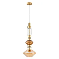 Светильник подвесной LED Fiorato A2442SP-16PB Arte Lamp разноцветный янтарный на 1 лампу, основание медь в стиле арт-деко современный 