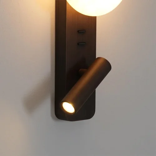 Бра с выключателем Albergo 7163/9WL Odeon Light белый на 2 лампы, основание коричневое в стиле хай-тек для чтения фото 5