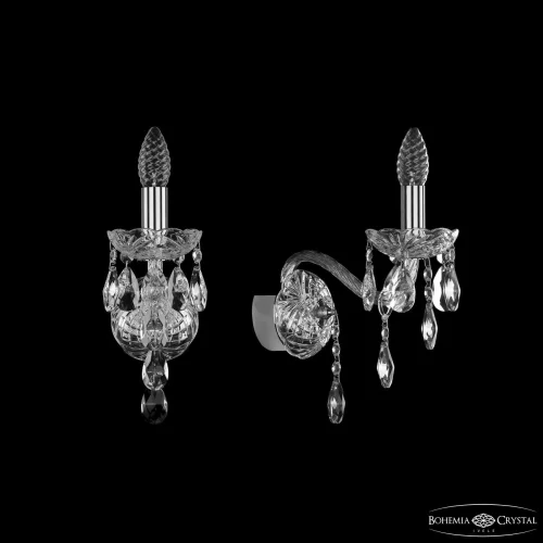 Бра 1415B/1/165 Ni Bohemia Ivele Crystal без плафона на 1 лампа, основание прозрачное никель в стиле классический sp