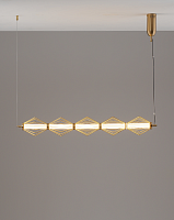 Светильник подвесной LED Eloise V11357-PL Moderli белый золотой на 1 лампу, основание золотое в стиле современный линейный