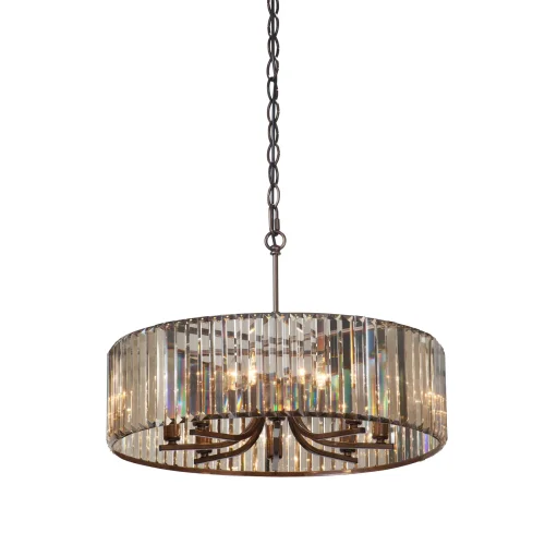 Люстра подвесная V5869-7/8 Vitaluce янтарная на 8 ламп, основание бронзовое в стиле современный классический 