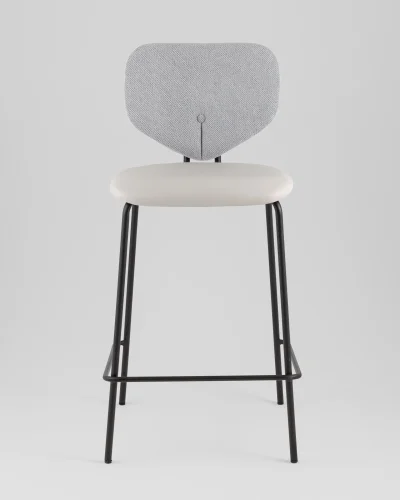 Стул полубарный Masey, серый, с серой экокожей УТ000039583 Stool Group, серый/рогожка, ножки/металл/чёрный, размеры - ***** фото 2