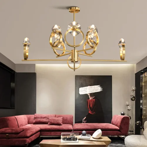 Люстра потолочная ADONICA CH B L12 193013-23 ImperiumLoft прозрачная на 12 ламп, основание латунь в стиле современный фото 9