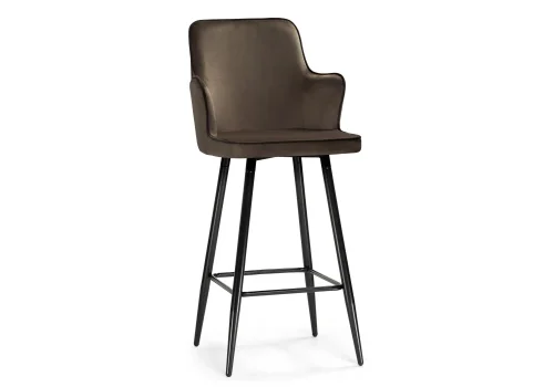 Барный стул Feona dark brown 15073 Woodville, коричневый/велюр, ножки/металл/чёрный, размеры - ****520*540