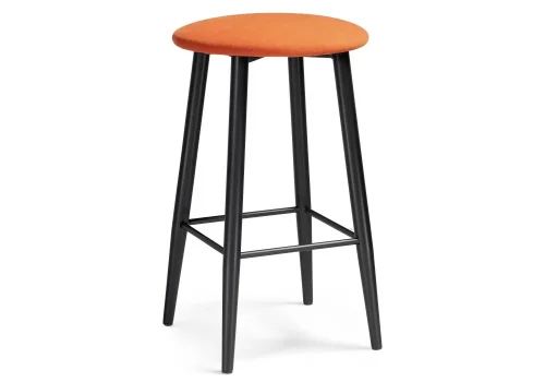 Барный стул Гангток катания флам / черный матовый 469984 Woodville, оранжевый/велюр, ножки/металл/чёрный, размеры - ****370*370