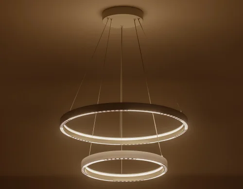 Люстра подвесная LED FL5862 Ambrella light белая на 1 лампа, основание белое в стиле современный хай-тек кольца фото 4