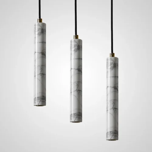 Светильник подвесной STONE MARBLE 141036-26 ImperiumLoft белый на 1 лампу, основание чёрное в стиле лофт 