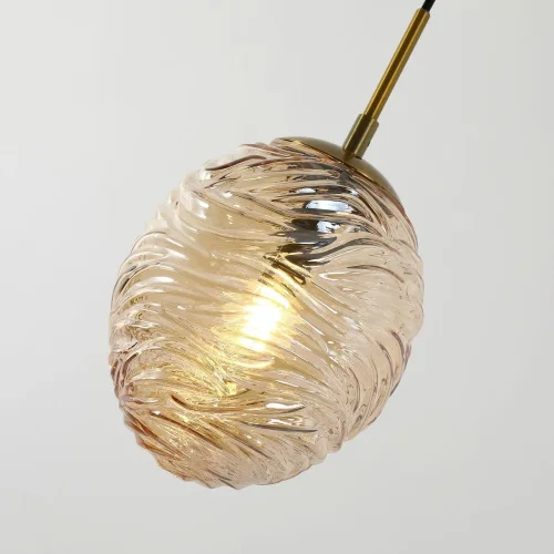 Светильник подвесной Flamma 2722-1P Favourite янтарный 1 лампа, основание латунь в стиле современный выдувное фото 4