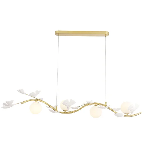 Светильник подвесной COLIBRI SP4 GOLD Crystal Lux белый на 4 лампы, основание золотое в стиле флористика шар фото 2