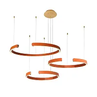 Светильник подвесной LED Ring 10025/3 Orange LOFT IT оранжевый 3 лампы, основание золотое в стиле современный хай-тек кольца