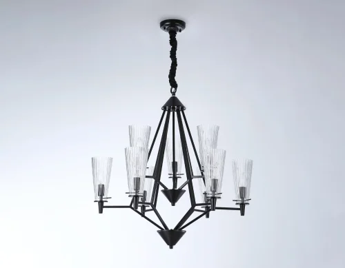 Люстра подвесная TR3238 Ambrella light прозрачная на 9 ламп, основание чёрное в стиле замковый кантри  фото 5