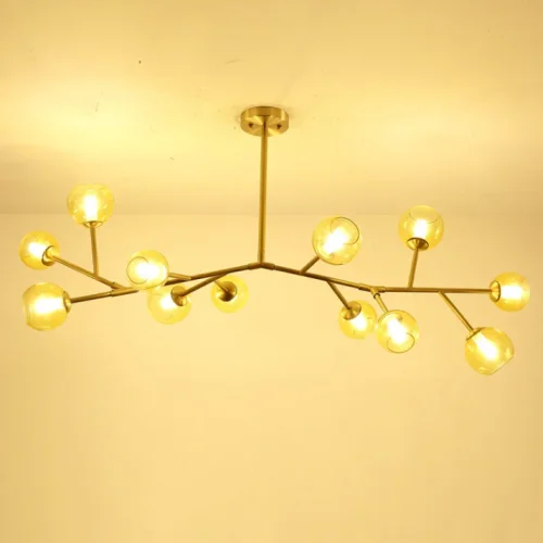 Люстра потолочная JOINT D150 219348-23 ImperiumLoft янтарная на 17 ламп, основание золотое в стиле современный  фото 6