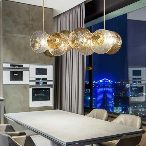 Светильник потолочный AGAPI LONG 203459-23 ImperiumLoft прозрачный на 8 ламп, основание латунь в стиле современный фото 3 Светильник потолочный AGAPI LONG 203459-23 ImperiumLoft прозрачный на 8 ламп, основание латунь в стиле современный фото 3