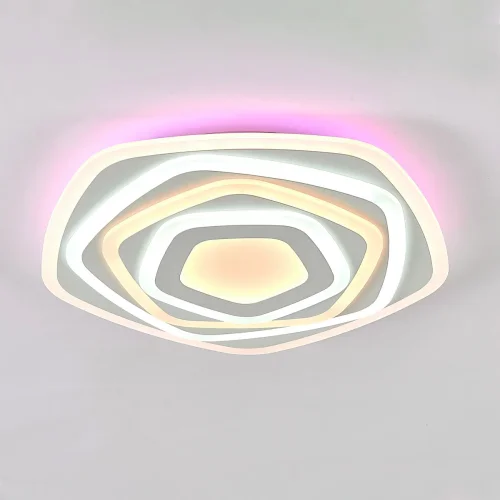 Люстра потолочная LED с пультом Триест Смарт CL737A54E Citilux белая на 1 лампа, основание белое в стиле современный хай-тек с пультом яндекс алиса голосовое управление фото 4