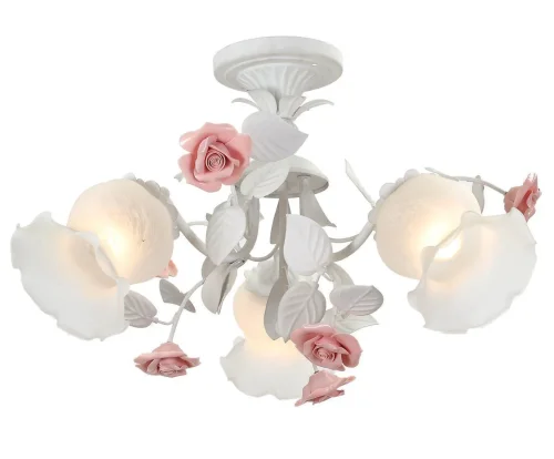 Люстра потолочная Fiori di rose 114.3 Lucia Tucci белая на 3 лампы, основание белое в стиле прованс флористика Люстра потолочная Fiori di rose 114.3 Lucia Tucci белая на 3 лампы, основание белое в стиле прованс флористика