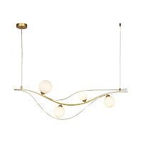 Люстра подвесная Carina 4059-4P F-promo белая на 4 лампы, основание золотое в стиле современный шар